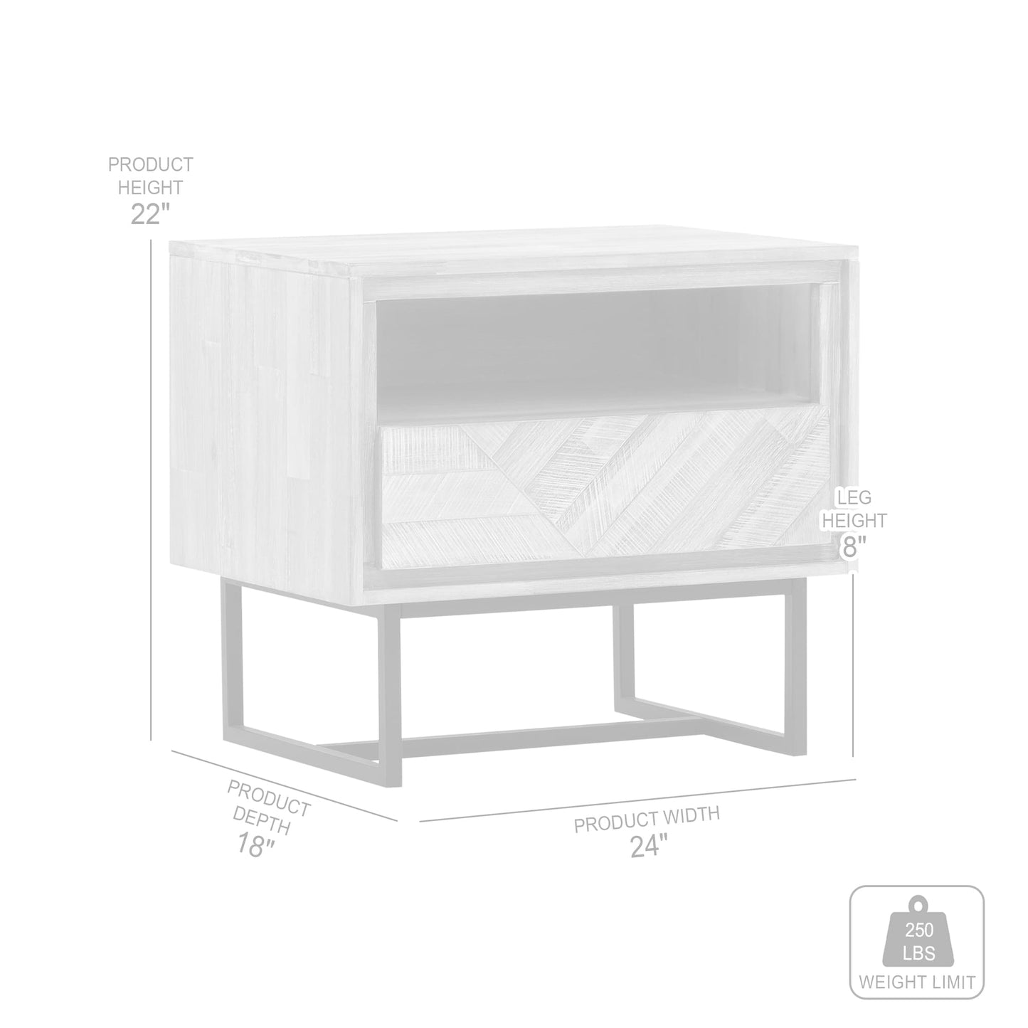 Peridot 1 Drawer Nightstand in Natural Acacia Wood By Armen Living | Nightstands | Modishstore - 8