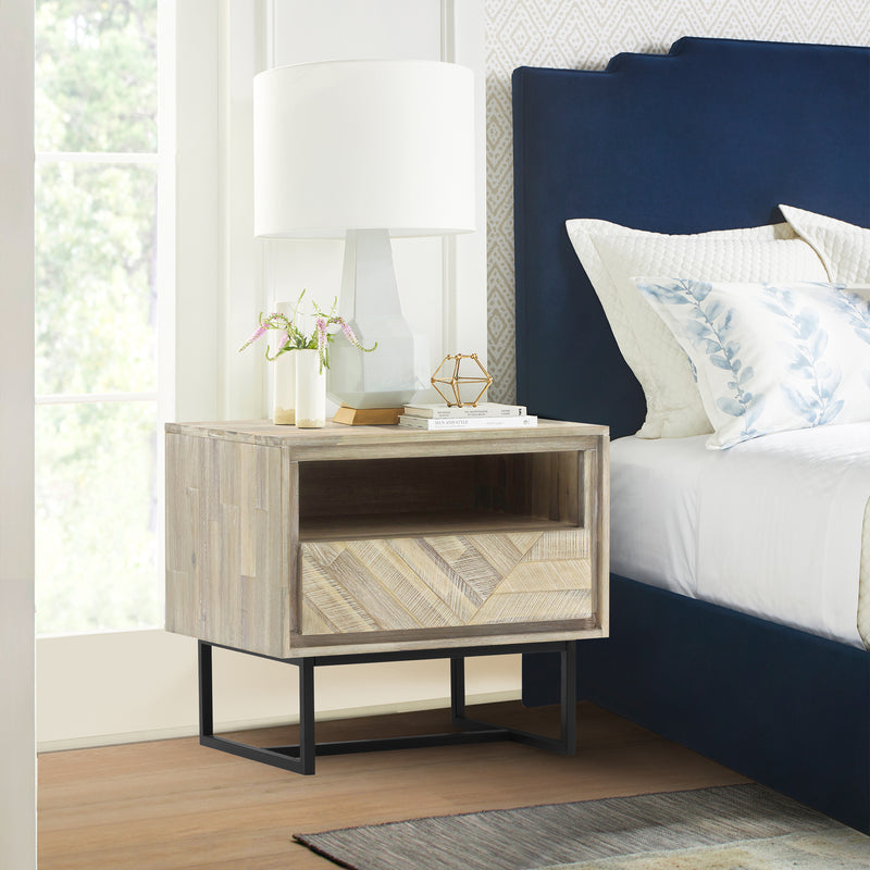 Peridot 1 Drawer Nightstand in Natural Acacia Wood By Armen Living | Nightstands | Modishstore