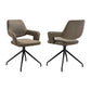 Penny Swivel Upholstered Dining Chair in Brown Fabric with Black Metal Legs - Set of 2 By Armen Living | Dining Chairs | Modishstore - 3