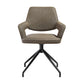 Penny Swivel Upholstered Dining Chair in Brown Fabric with Black Metal Legs - Set of 2 By Armen Living | Dining Chairs | Modishstore - 5