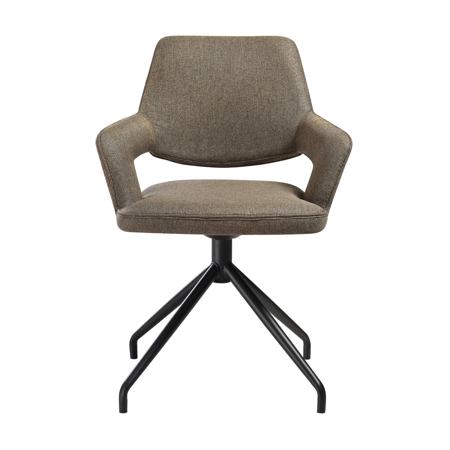 Penny Swivel Upholstered Dining Chair in Brown Fabric with Black Metal Legs - Set of 2 By Armen Living | Dining Chairs | Modishstore - 5