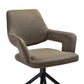 Penny Swivel Upholstered Dining Chair in Brown Fabric with Black Metal Legs - Set of 2 By Armen Living | Dining Chairs | Modishstore - 6