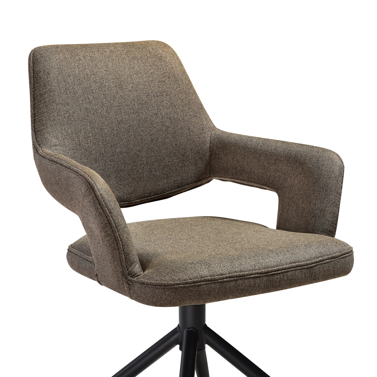 Penny Swivel Upholstered Dining Chair in Brown Fabric with Black Metal Legs - Set of 2 By Armen Living | Dining Chairs | Modishstore - 6