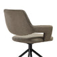 Penny Swivel Upholstered Dining Chair in Brown Fabric with Black Metal Legs - Set of 2 By Armen Living | Dining Chairs | Modishstore - 7