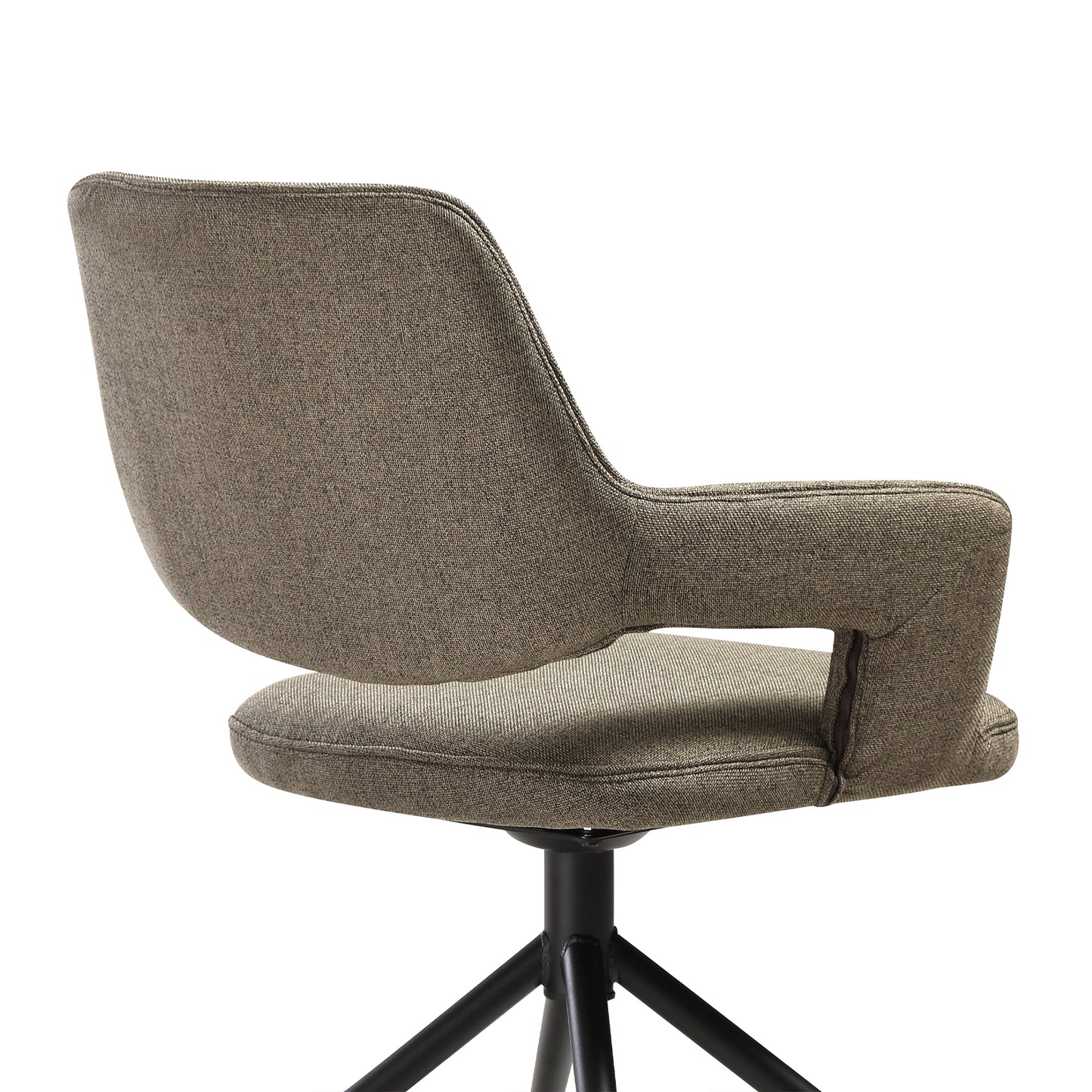 Penny Swivel Upholstered Dining Chair in Brown Fabric with Black Metal Legs - Set of 2 By Armen Living | Dining Chairs | Modishstore - 7