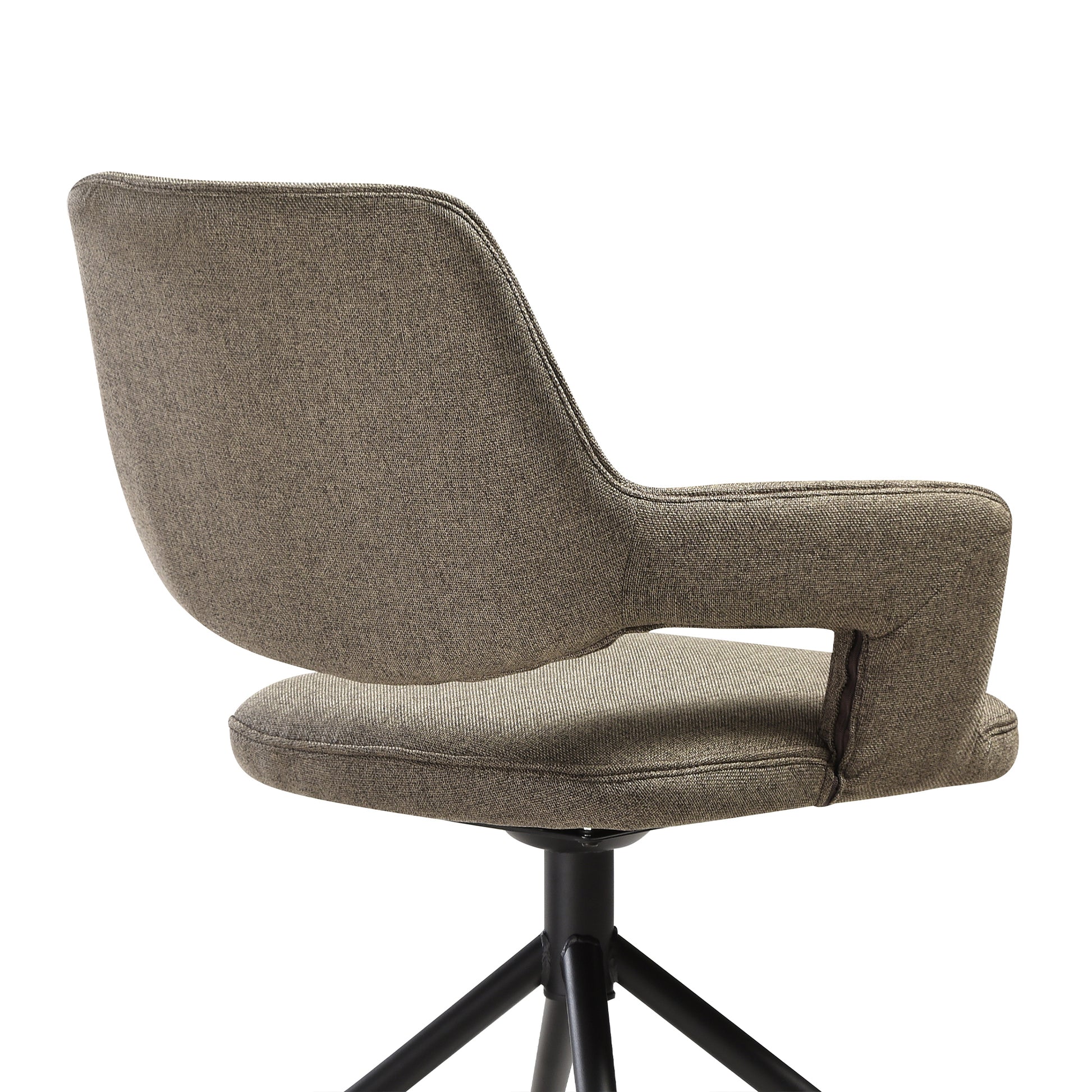 Penny Swivel Upholstered Dining Chair in Brown Fabric with Black Metal Legs - Set of 2 By Armen Living | Dining Chairs | Modishstore - 7