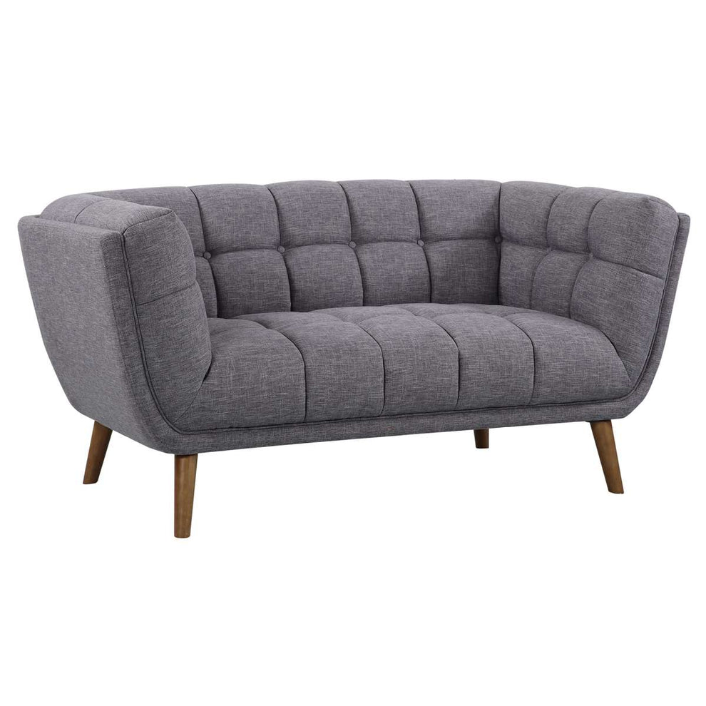 Phantom Mid-Century Modern Loveseat in Dark Gray Linen and Walnut Legs By Armen Living | Loveseats | Modishstore - 2