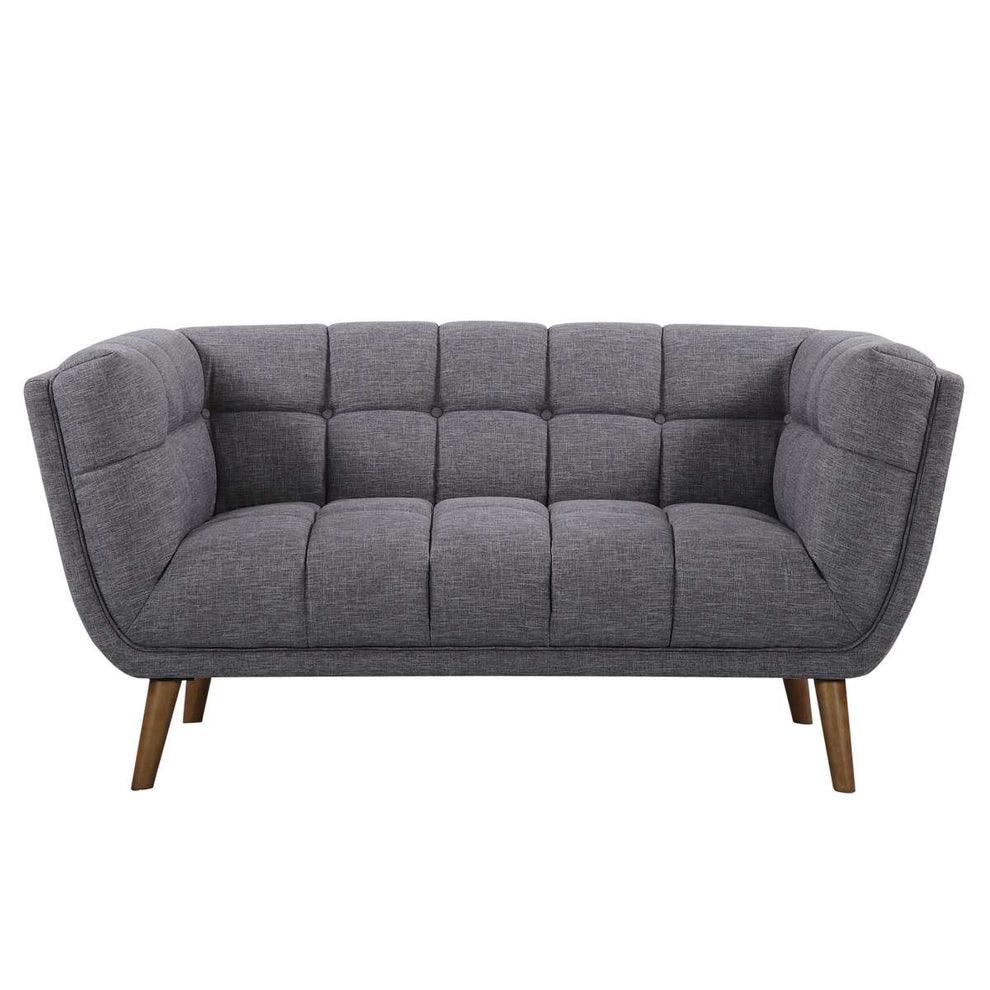 Phantom Mid-Century Modern Loveseat in Dark Gray Linen and Walnut Legs By Armen Living | Loveseats | Modishstore - 3
