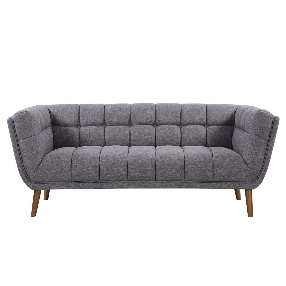 Phantom Mid-Century Modern Sofa in Dark Gray Linen and Walnut Legs By Armen Living | Sofas |  Modishstore  - 6