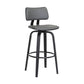 Pico 26" Swivel Black Wood Counter Stool in Grey Faux Leather with Black Metal By Armen Living | Counter Stools | Modishstore - 2