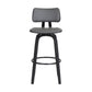 Pico 26" Swivel Black Wood Counter Stool in Grey Faux Leather with Black Metal By Armen Living | Counter Stools | Modishstore - 3