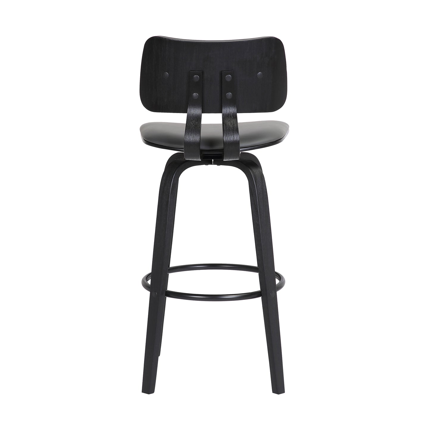 Pico 26" Swivel Black Wood Counter Stool in Grey Faux Leather with Black Metal By Armen Living | Counter Stools | Modishstore - 6