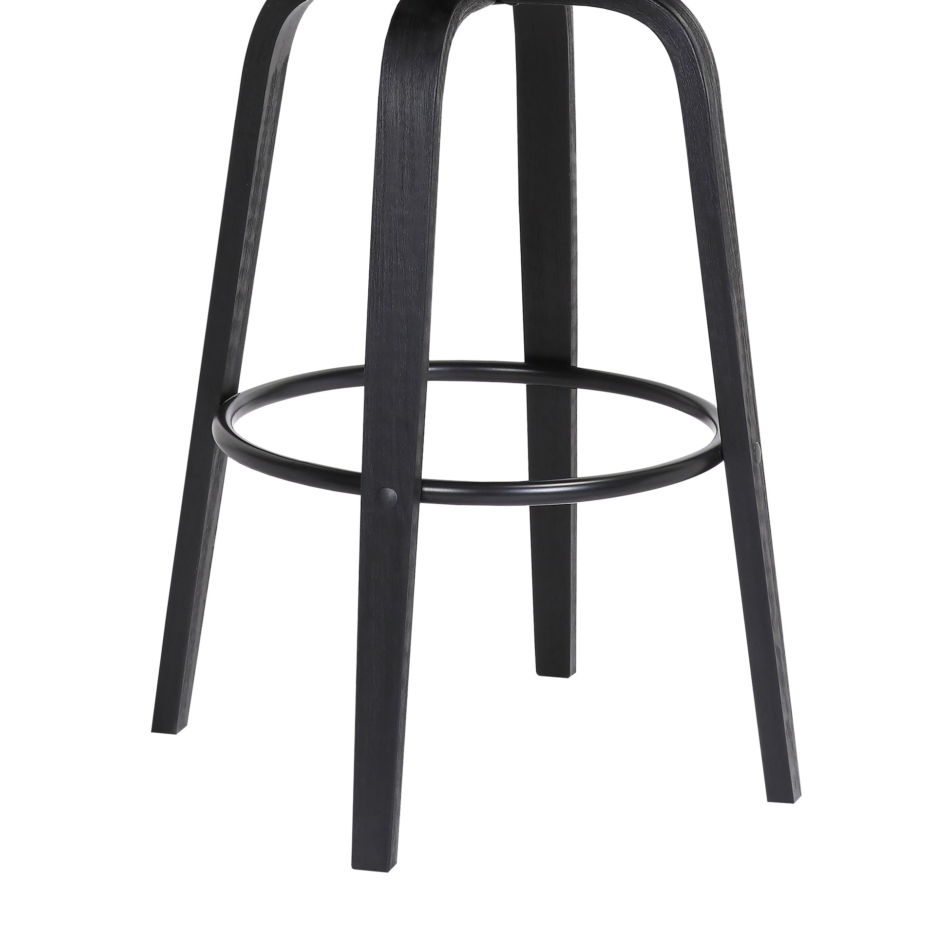 Pico 26" Swivel Black Wood Counter Stool in Grey Faux Leather with Black Metal By Armen Living | Counter Stools | Modishstore - 8