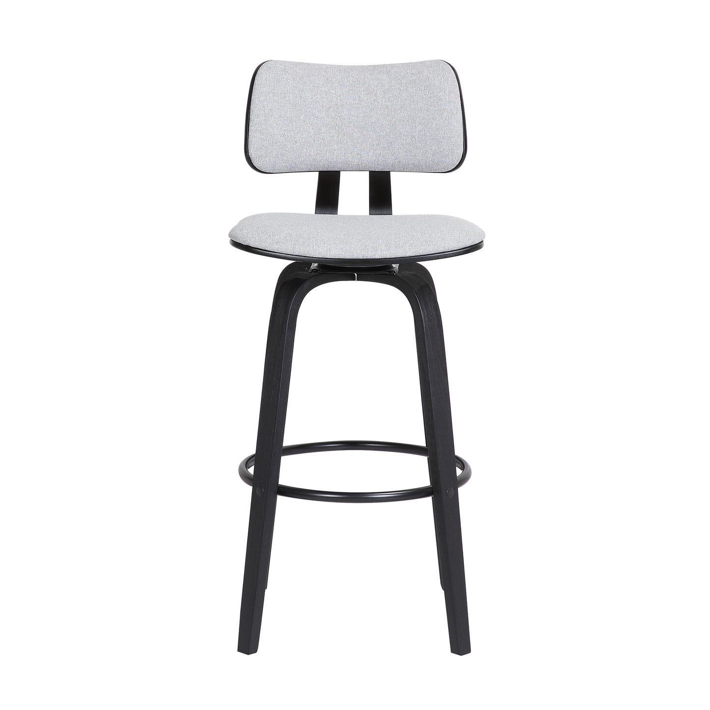 Pico 26" Swivel Black Wood Counter Stool in Grey Faux Leather with Black Metal By Armen Living | Counter Stools | Modishstore - 13