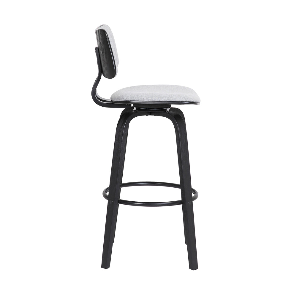 Pico 26" Swivel Black Wood Counter Stool in Grey Faux Leather with Black Metal By Armen Living | Counter Stools | Modishstore - 14