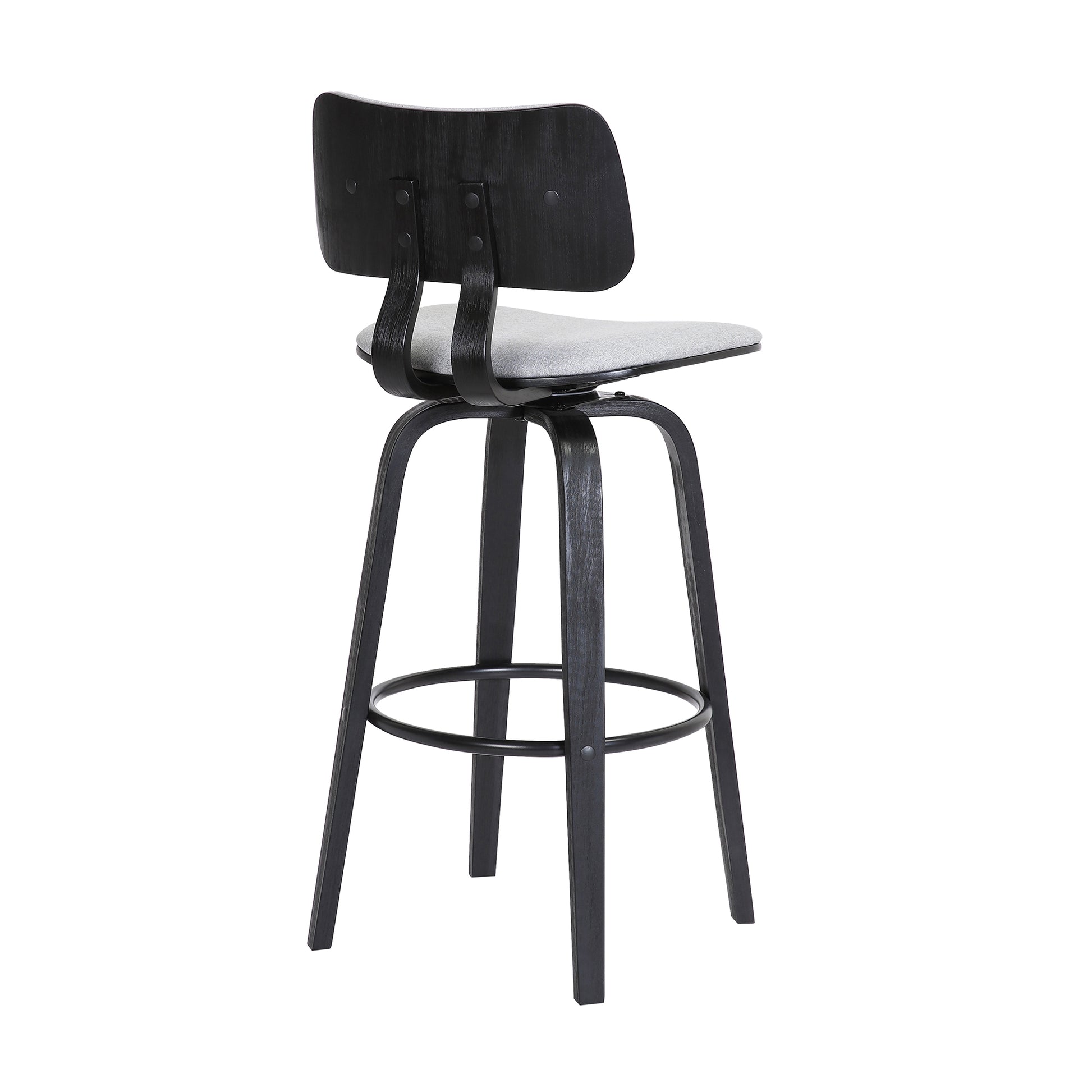 Pico 26" Swivel Black Wood Counter Stool in Grey Faux Leather with Black Metal By Armen Living | Counter Stools | Modishstore - 15