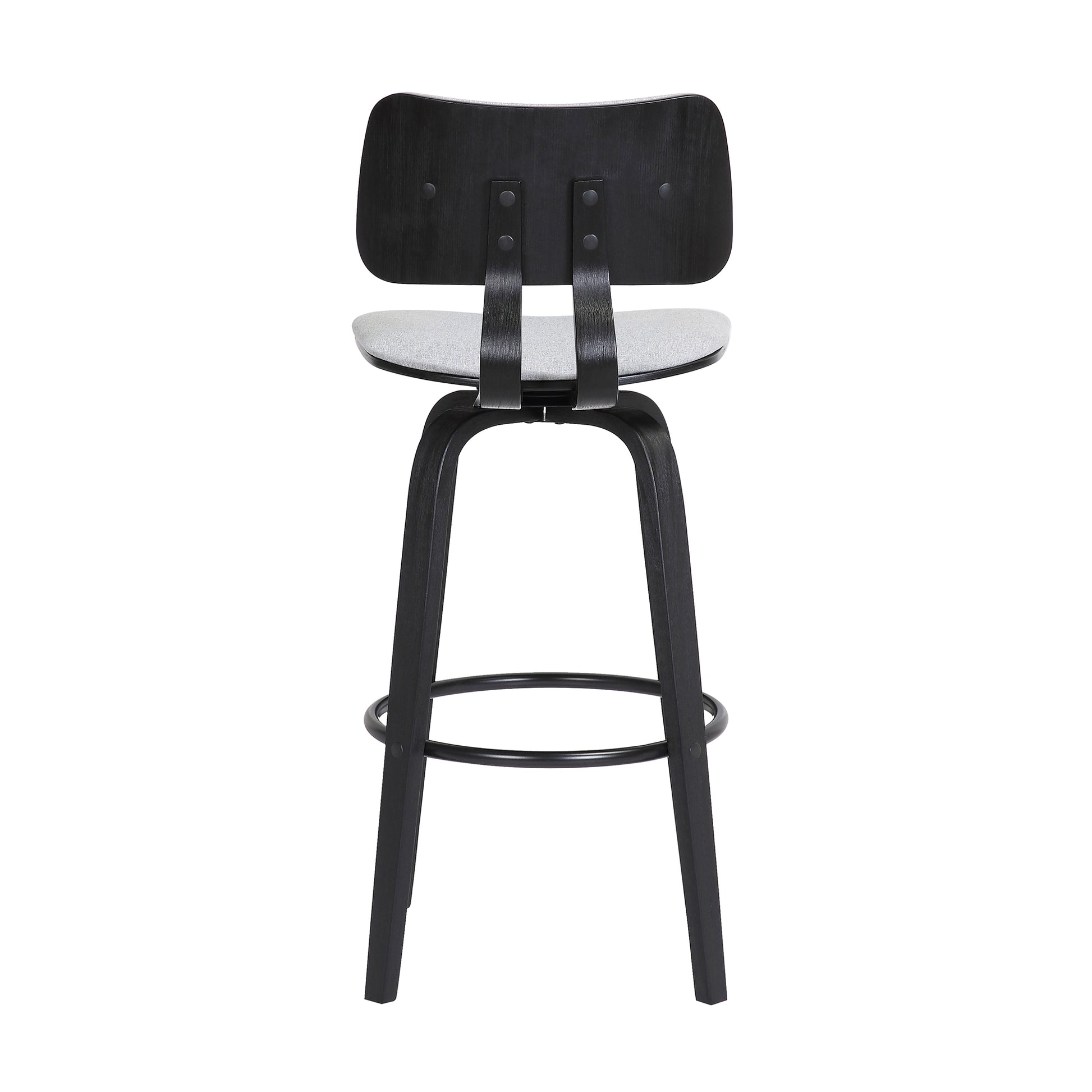 Pico 26" Swivel Black Wood Counter Stool in Grey Faux Leather with Black Metal By Armen Living | Counter Stools | Modishstore - 16