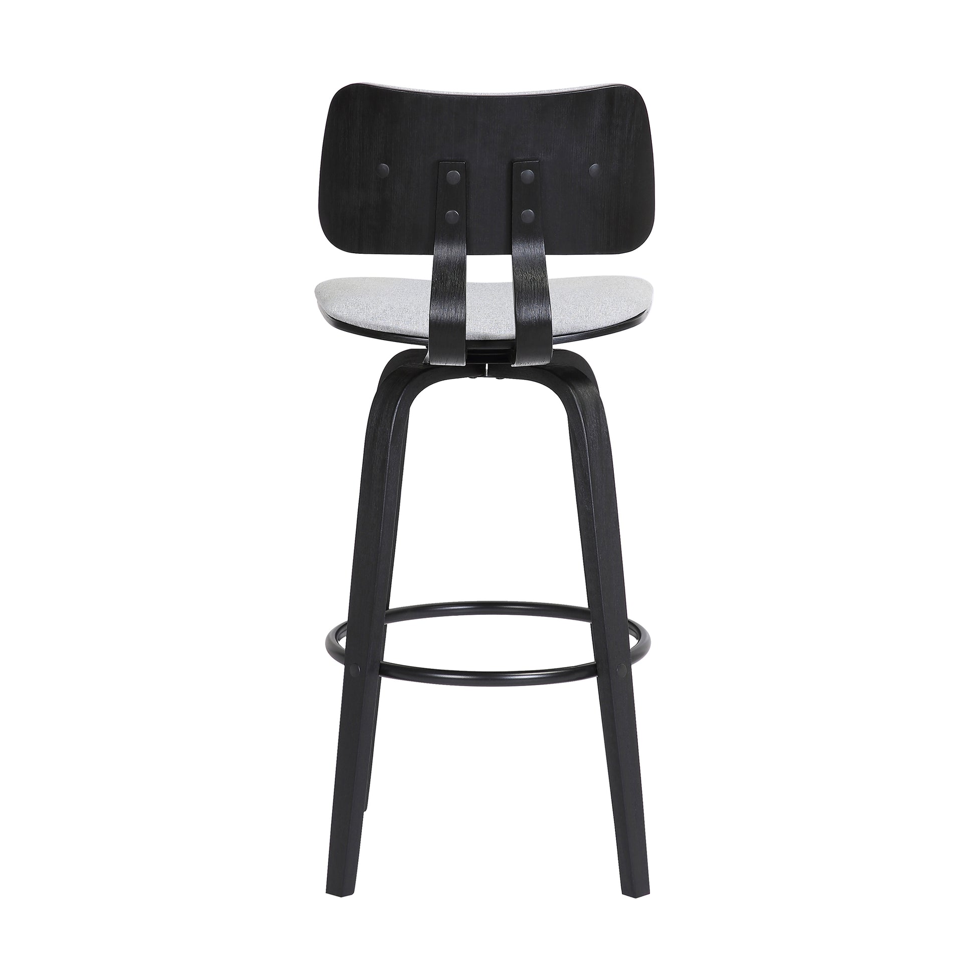 Pico 26" Swivel Black Wood Counter Stool in Grey Faux Leather with Black Metal By Armen Living | Counter Stools | Modishstore - 16