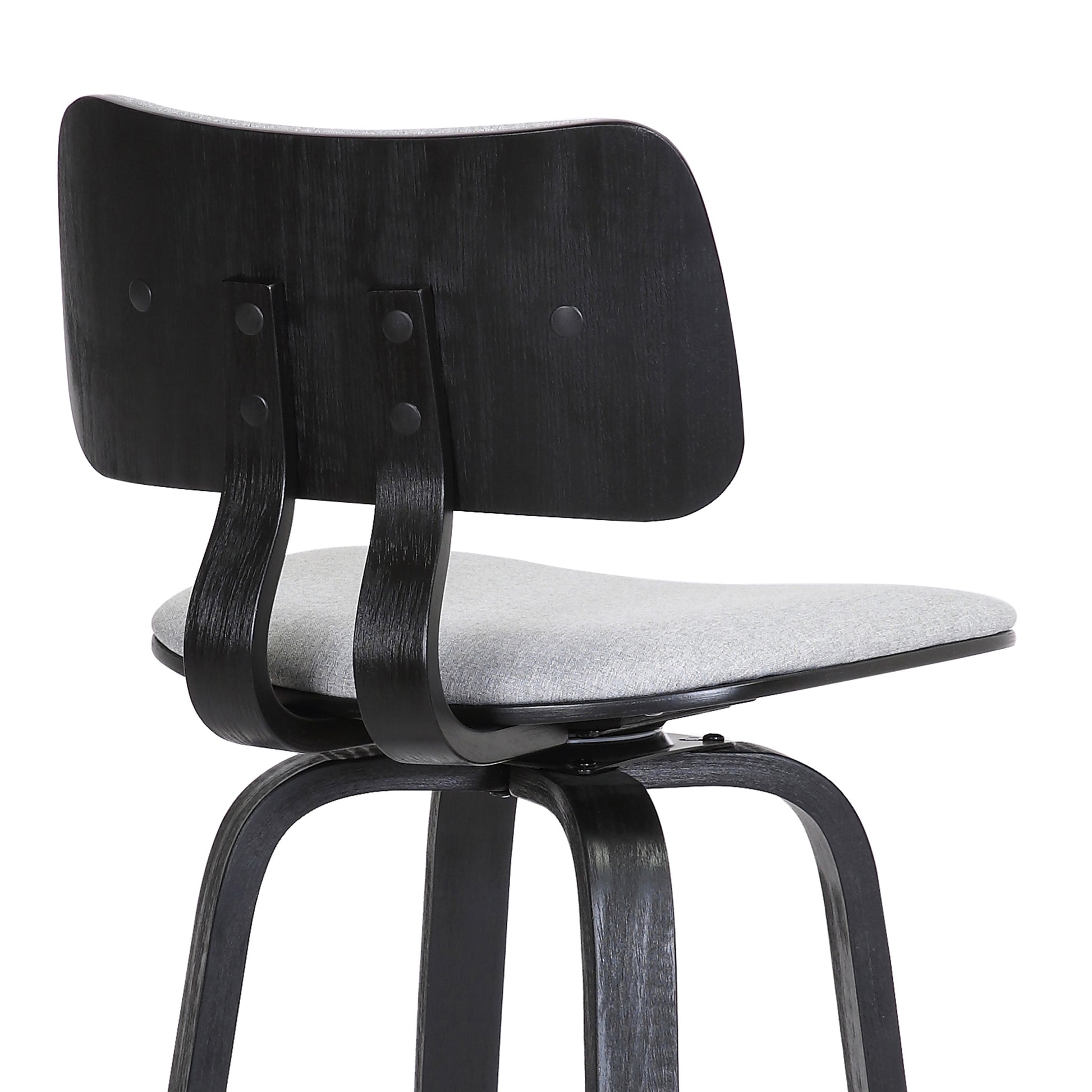 Pico 26" Swivel Black Wood Counter Stool in Grey Faux Leather with Black Metal By Armen Living | Counter Stools | Modishstore - 20