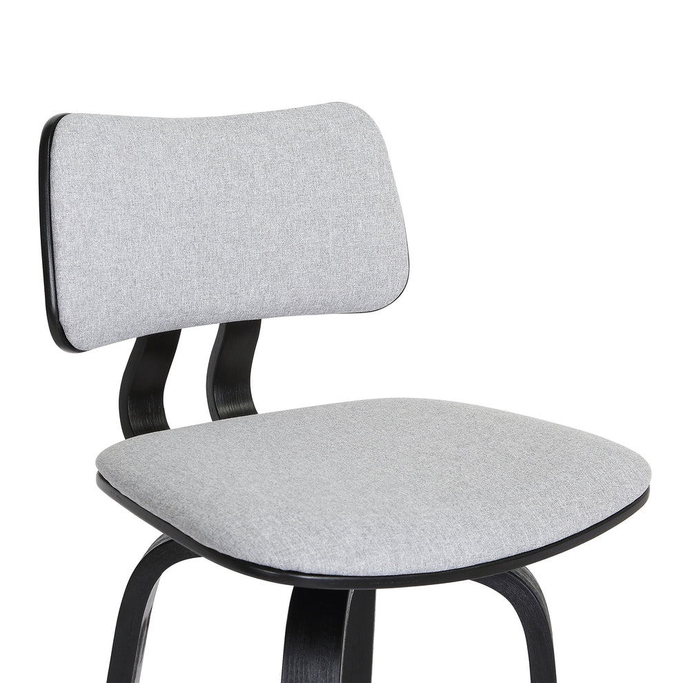 Pico 30" Swivel Black Wood Bar Stool in Grey Faux Leather with Black Metal By Armen Living | Bar Stools | Modishstore - 17
