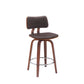 Pico 26" Swivel Walnut Wood Counter Stool in Gray Faux Leather with Chrome By Armen Living | Bar Stools | Modishstore - 18