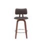 Pico 26" Swivel Walnut Wood Counter Stool in Gray Faux Leather with Chrome By Armen Living | Bar Stools | Modishstore - 19