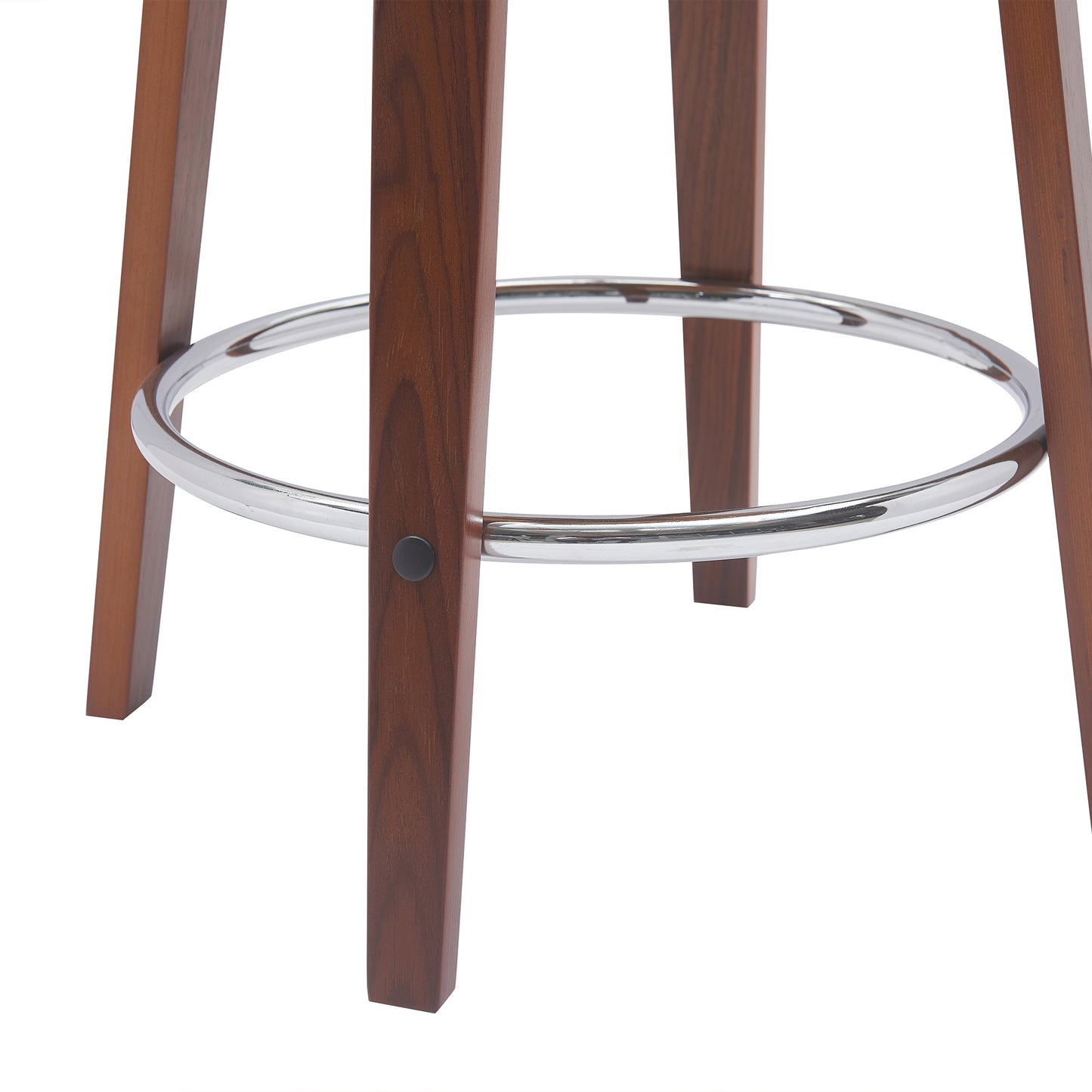 Pico 26" Swivel Walnut Wood Counter Stool in Gray Faux Leather with Chrome By Armen Living | Bar Stools | Modishstore - 24
