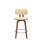 Pico 26" Swivel Walnut Wood Counter Stool in Gray Faux Leather with Chrome By Armen Living | Bar Stools | Modishstore - 11