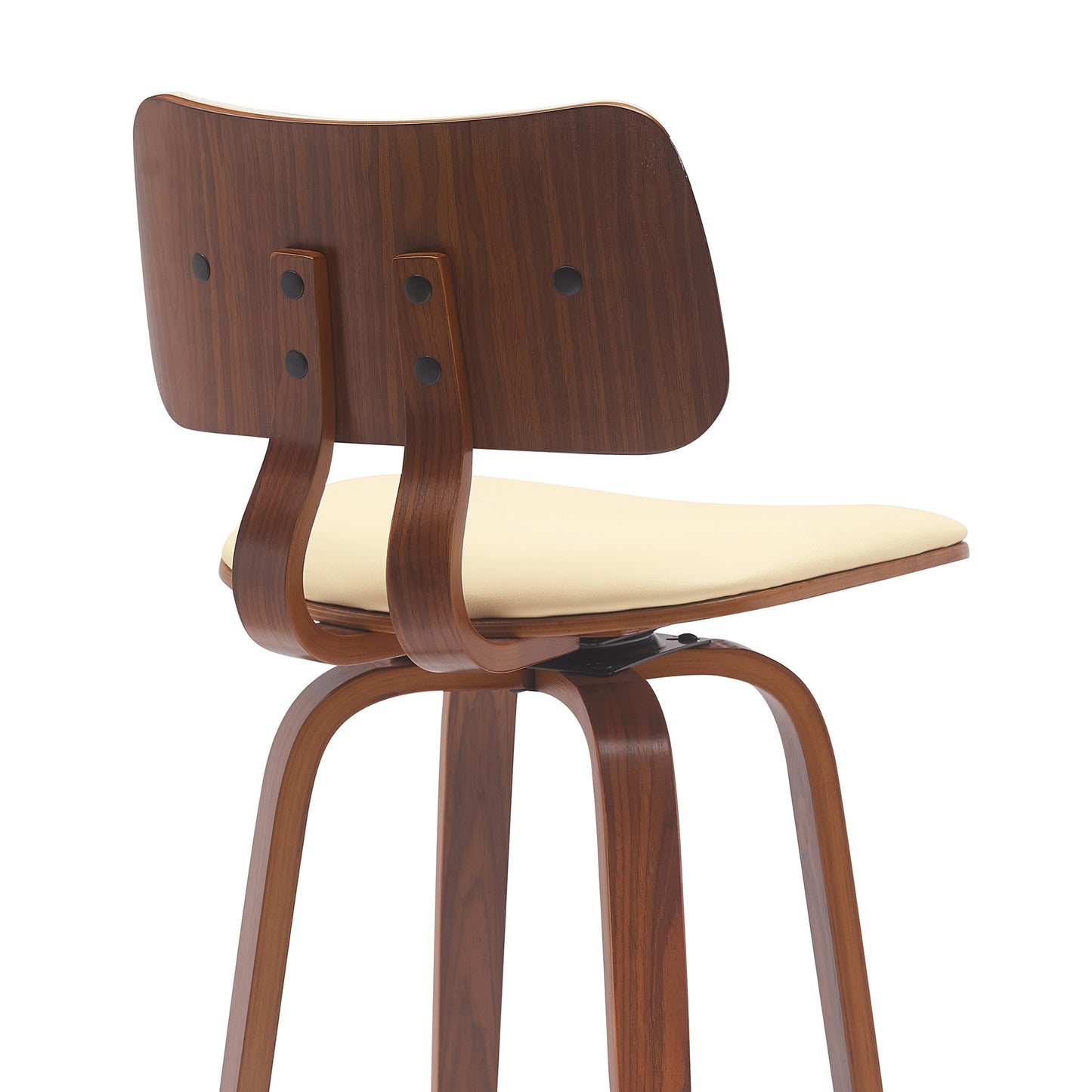 Pico 30" Swivel Walnut Wood Bar Stool in Gray Faux Leather with Chrome By Armen Living | Bar Stools | Modishstore - 13