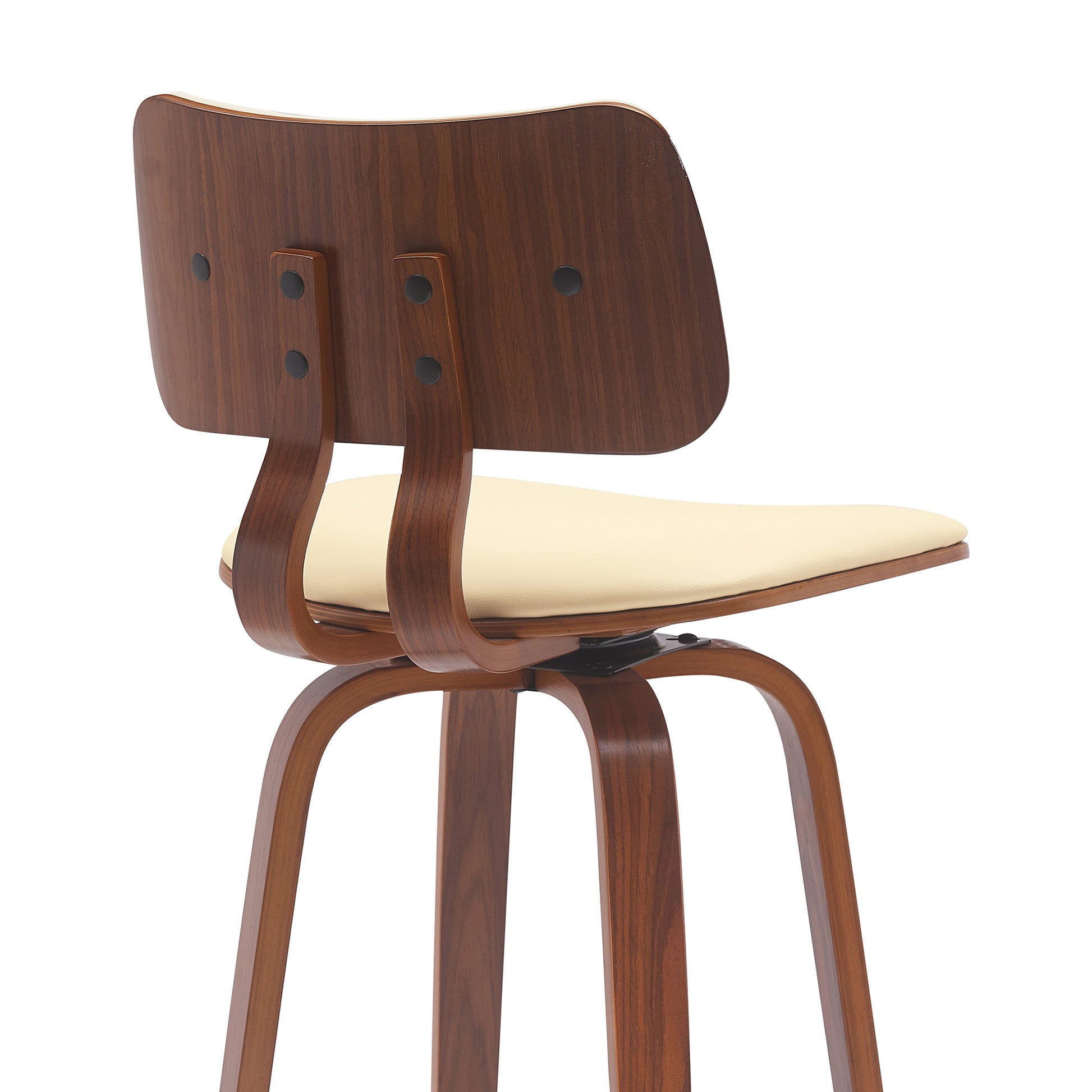 Pico 30" Swivel Walnut Wood Bar Stool in Gray Faux Leather with Chrome By Armen Living | Bar Stools | Modishstore - 13