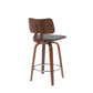 Pico 26" Swivel Walnut Wood Counter Stool in Gray Faux Leather with Chrome By Armen Living | Bar Stools | Modishstore - 4