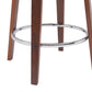 Pico 26" Swivel Walnut Wood Counter Stool in Gray Faux Leather with Chrome By Armen Living | Bar Stools | Modishstore - 8