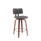 Pico 26" Swivel Walnut Wood Counter Stool in Gray Faux Leather with Chrome By Armen Living | Bar Stools | Modishstore - 2