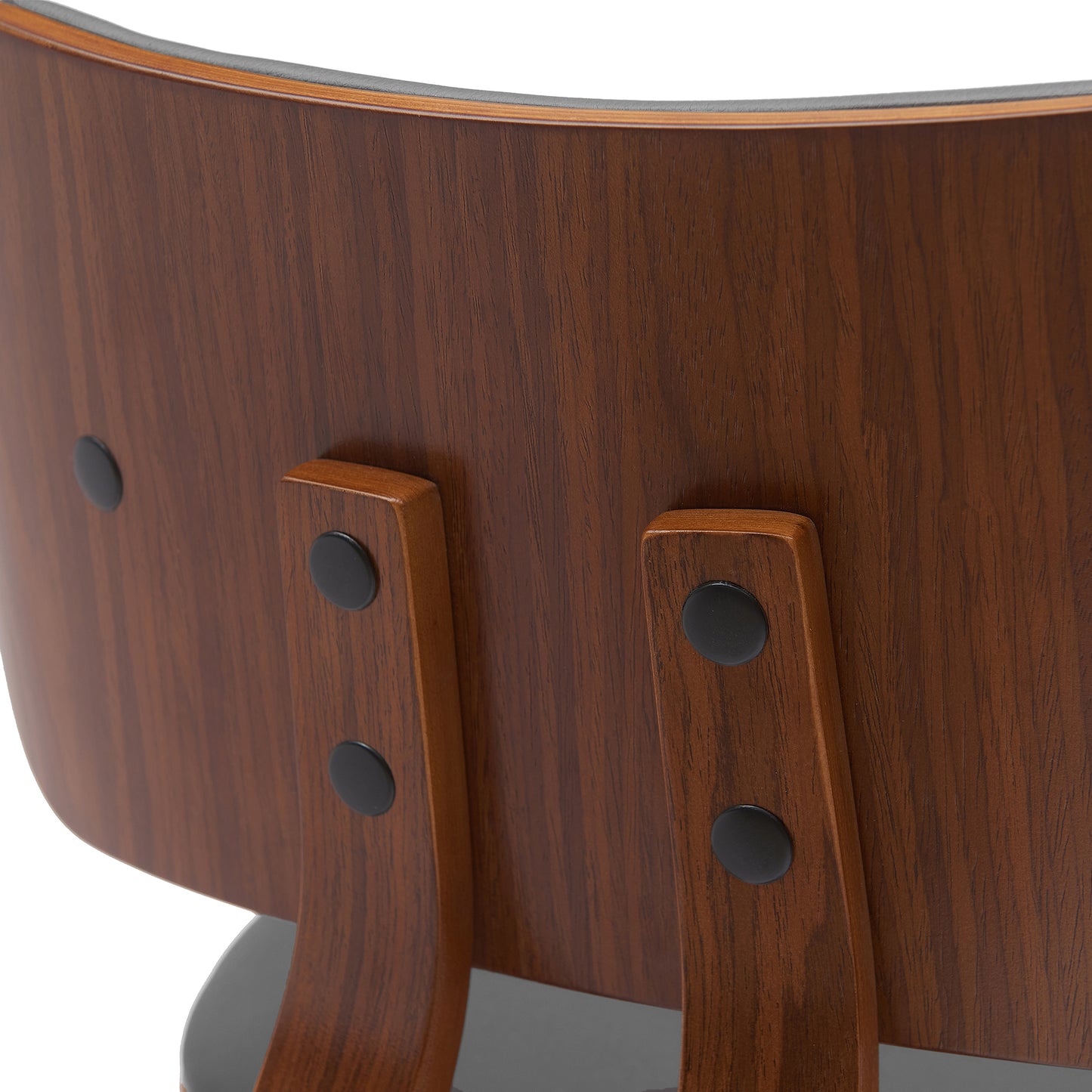 Pico 30" Swivel Walnut Wood Bar Stool in Gray Faux Leather with Chrome By Armen Living | Bar Stools | Modishstore - 6