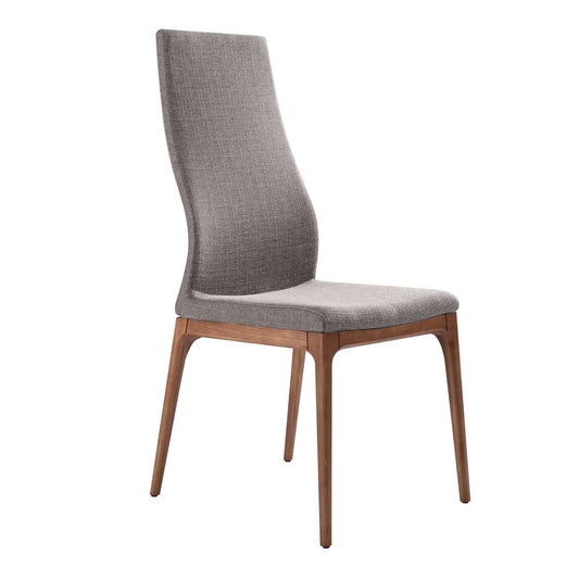 Parker Mid-Century Dining Chair in Walnut Finish and Gray Fabric - Set of 2 By Armen Living | Dining Chairs | Modishstore