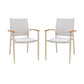 Portals Outdoor Coral Sand Aluminum Stacking Dining Chair with Teak Arms - Set of 2 By Armen Living | Outdoor Chairs | Modishstore - 2