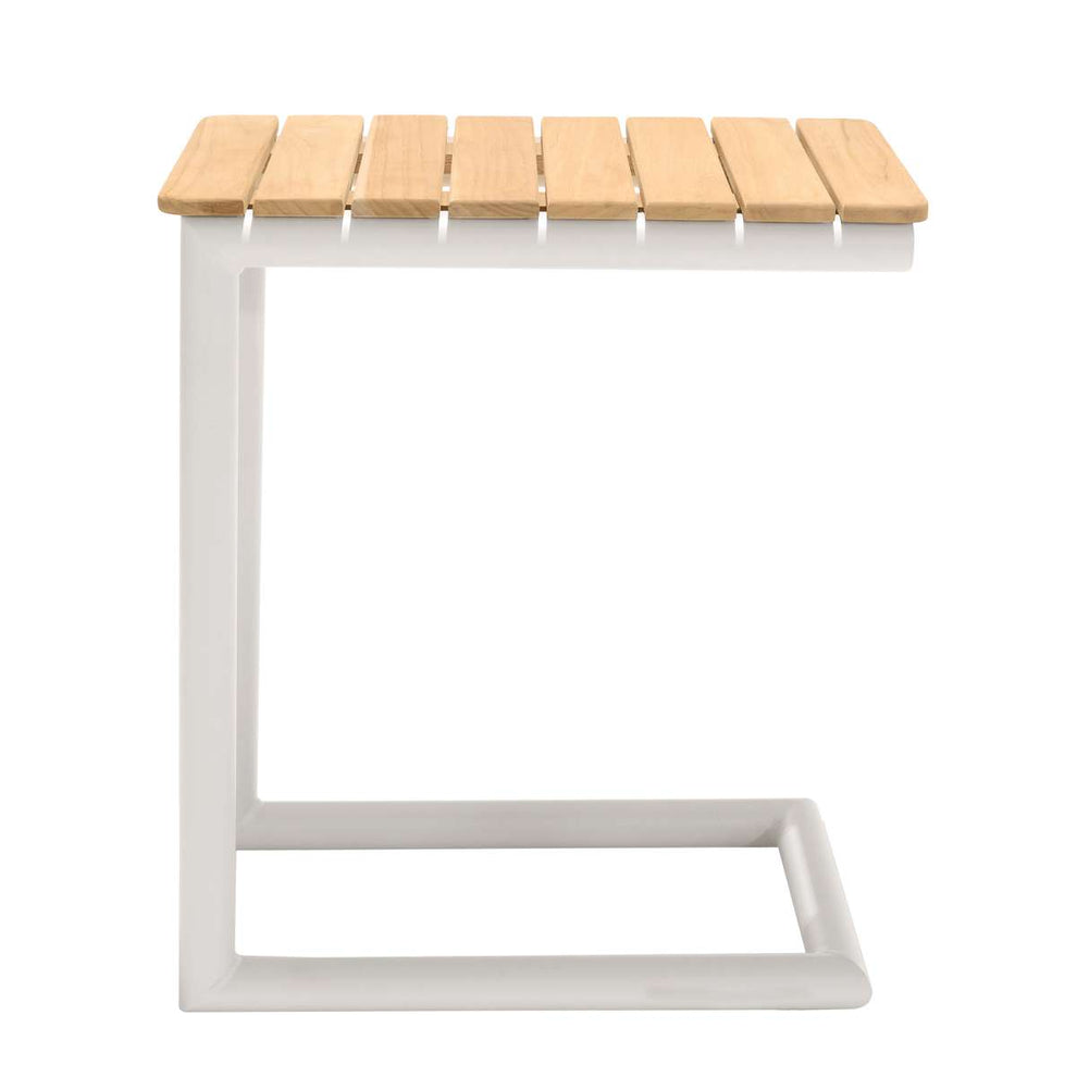 Portals Outdoor C-Shape Side Table in Black Finish and Natural Teak Wood Top By Armen Living | Outdoor Tables |  Modishstore  - 8