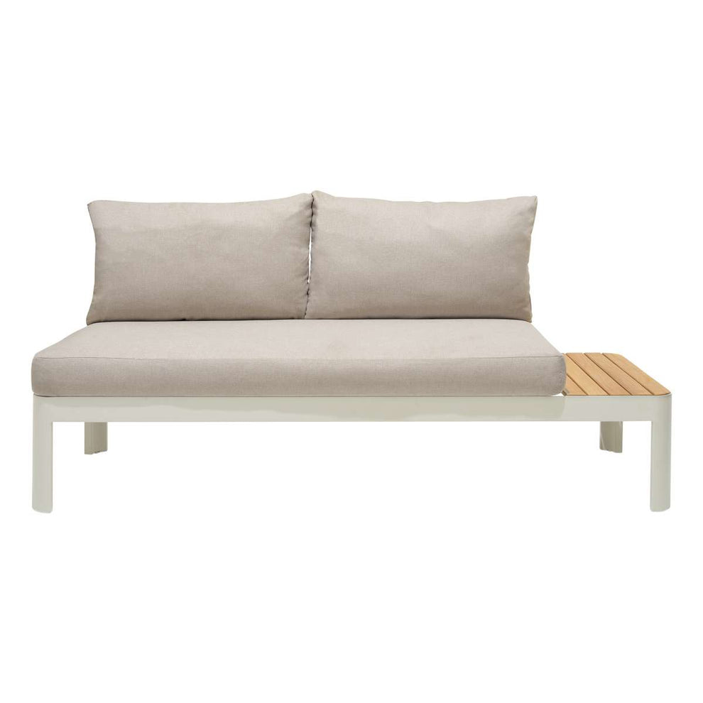 Portals Outdoor Sofa in Light Matte Sand Finish with Natural Teak Wood and Beige Cushions By Armen Living | Outdoor Sofas, Loveseats & Sectionals |  Modishstore  - 2