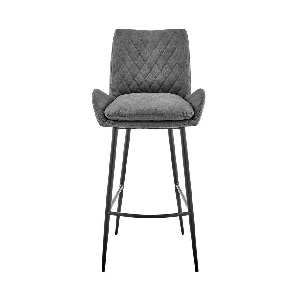 Panama 30" Bar Height Bar Stool in Charcoal Fabric and Black Finish By Armen Living | Bar Stools | Modishstore - 3