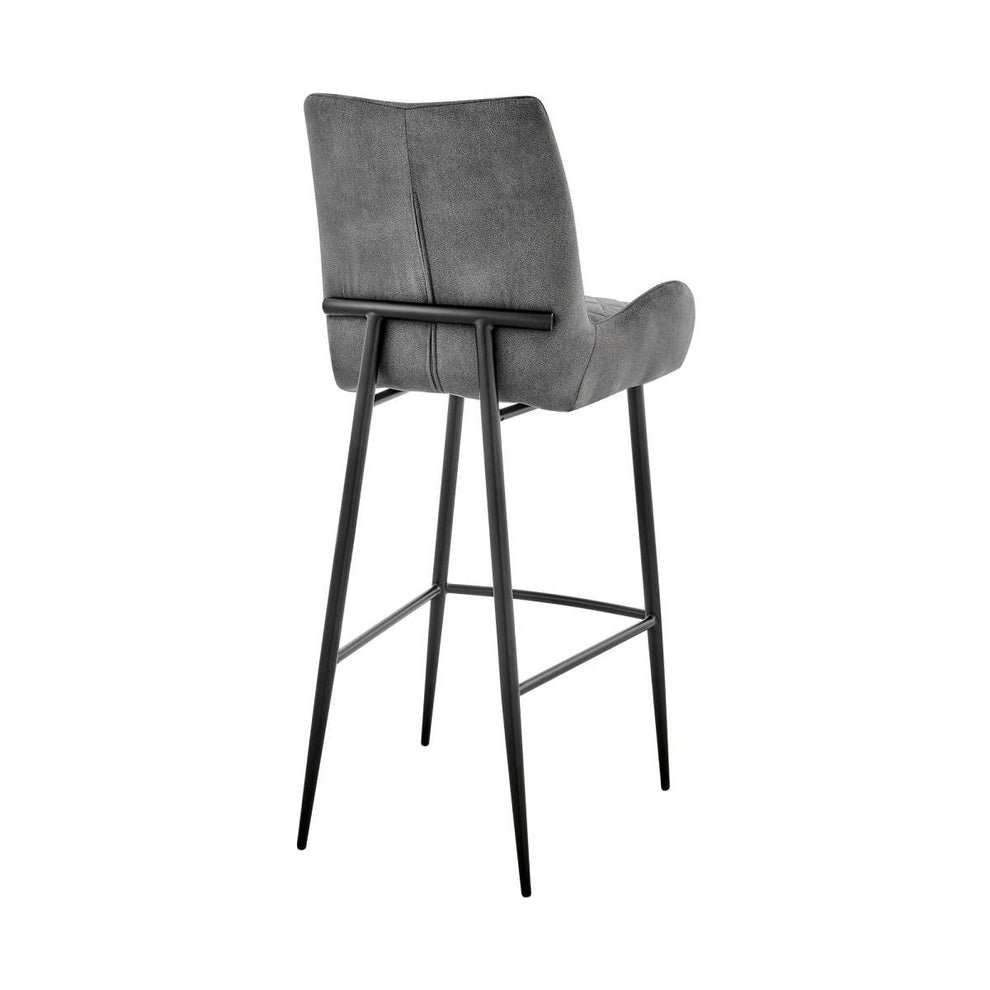 Panama 30" Bar Height Bar Stool in Charcoal Fabric and Black Finish By Armen Living | Bar Stools | Modishstore - 4