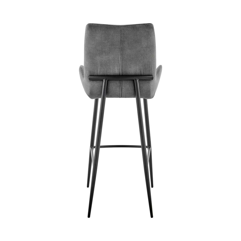 Panama 30" Bar Height Bar Stool in Charcoal Fabric and Black Finish By Armen Living | Bar Stools | Modishstore - 5