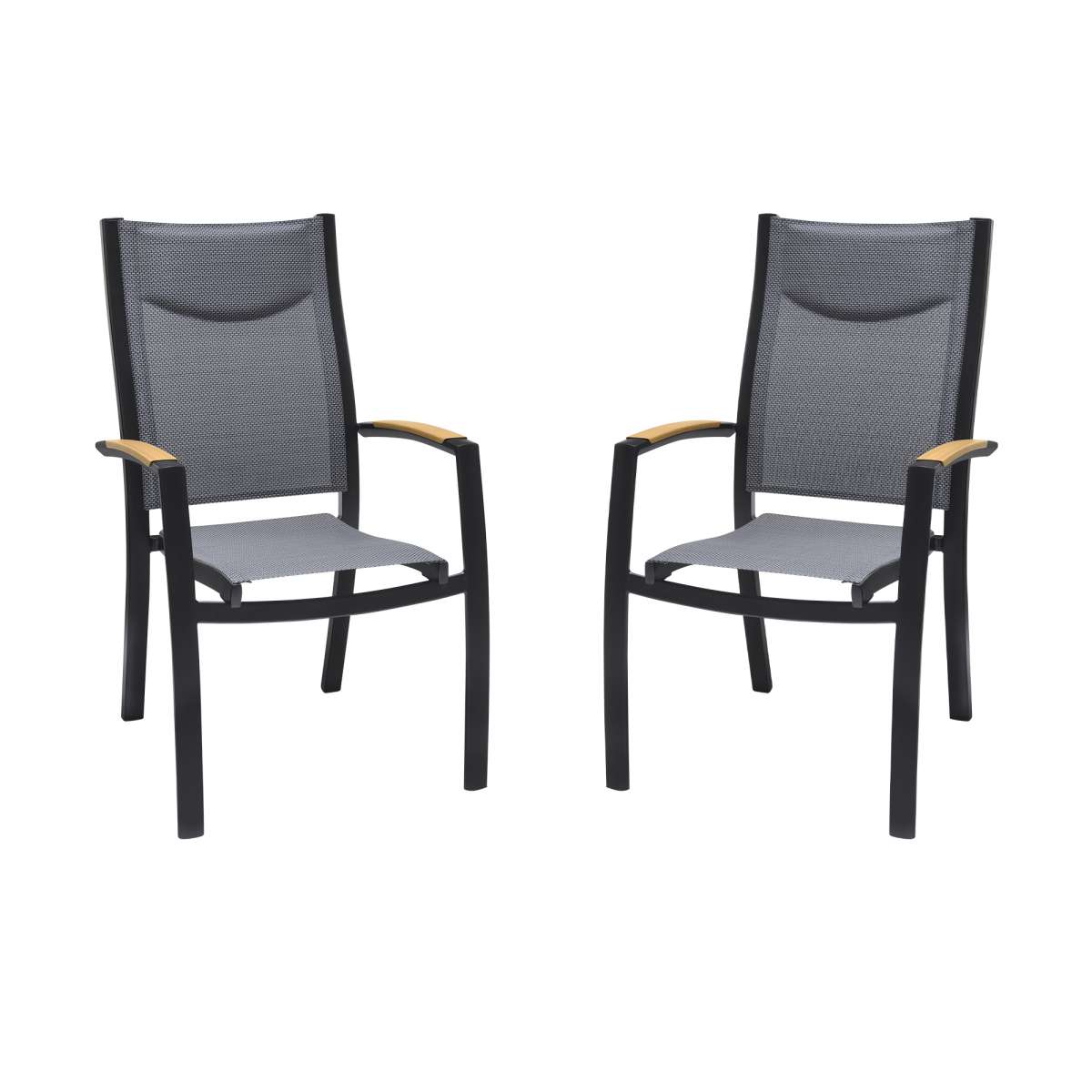 Panama Outdoor Black Aluminum Stacking Dining Chair - Set of 2 By Armen Living | Outdoor Chairs |  Modishstore  - 2