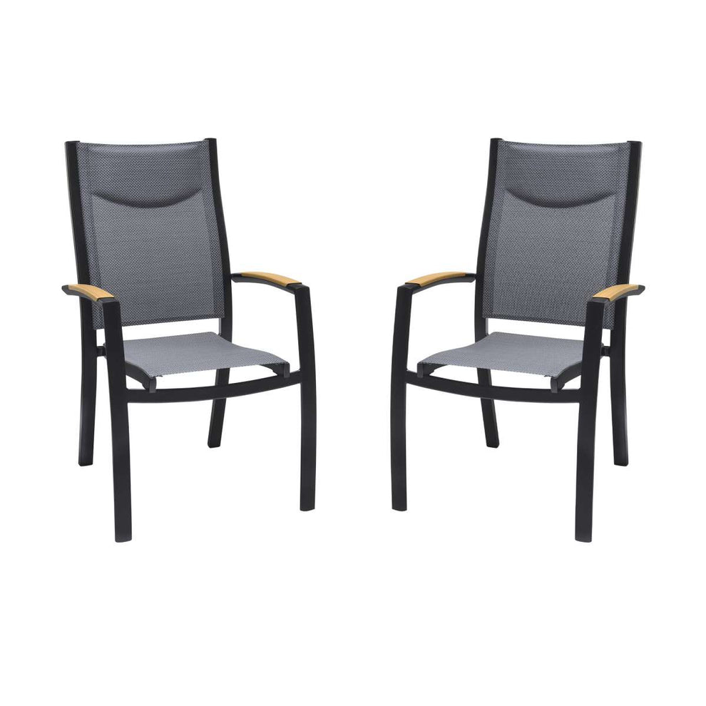 Panama Outdoor Black Aluminum Stacking Dining Chair - Set of 2 By Armen Living | Outdoor Chairs |  Modishstore  - 2
