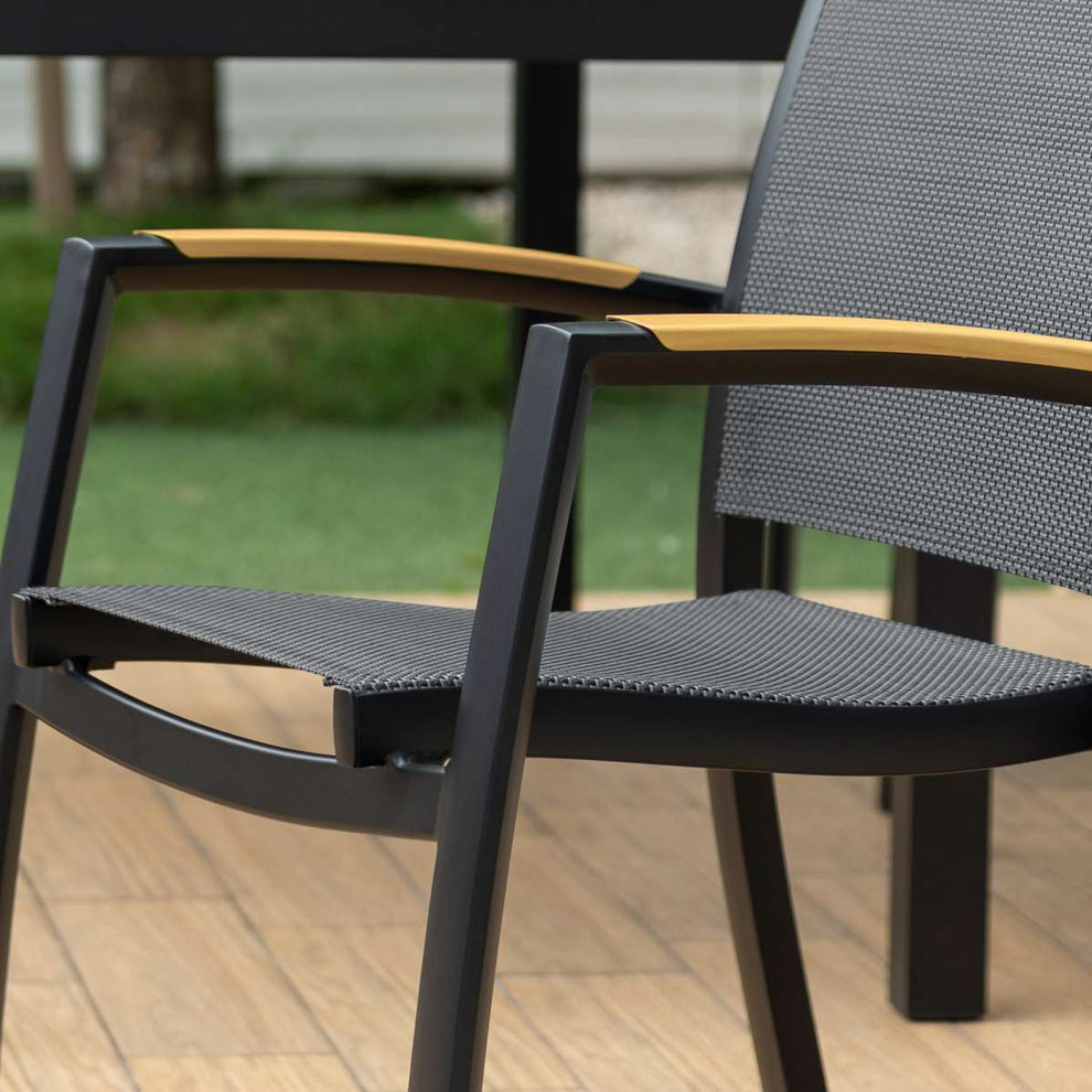 Panama Outdoor Black Aluminum Stacking Dining Chair - Set of 2 By Armen Living | Outdoor Chairs |  Modishstore  - 5