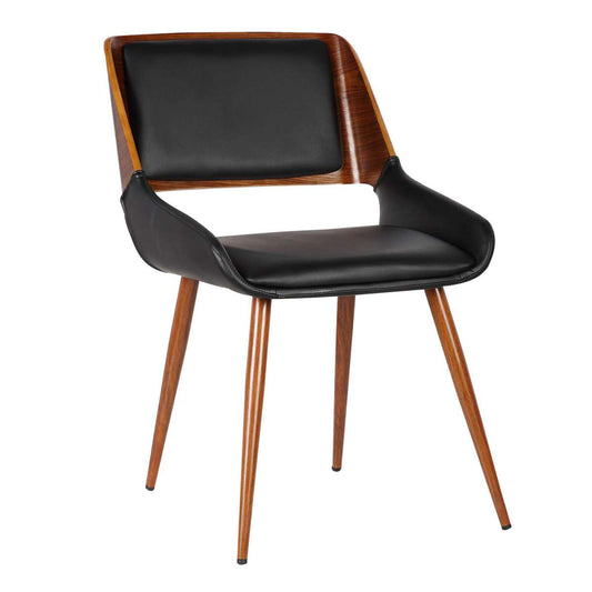 Panda Mid-Century Dining Chair in Walnut Finish and Black Faux Leather By Armen Living | Dining Chairs | Modishstore