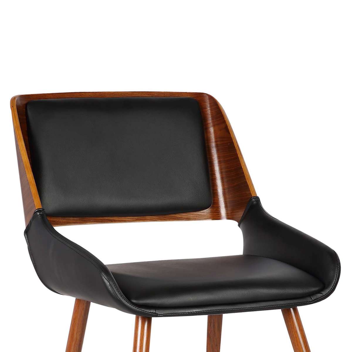 Panda Mid-Century Dining Chair in Walnut Finish and Black Faux Leather By Armen Living | Dining Chairs | Modishstore - 4