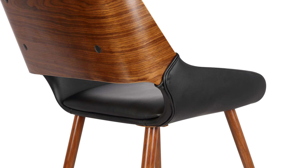 Panda Mid-Century Dining Chair in Walnut Finish and Black Faux Leather By Armen Living | Dining Chairs | Modishstore - 5
