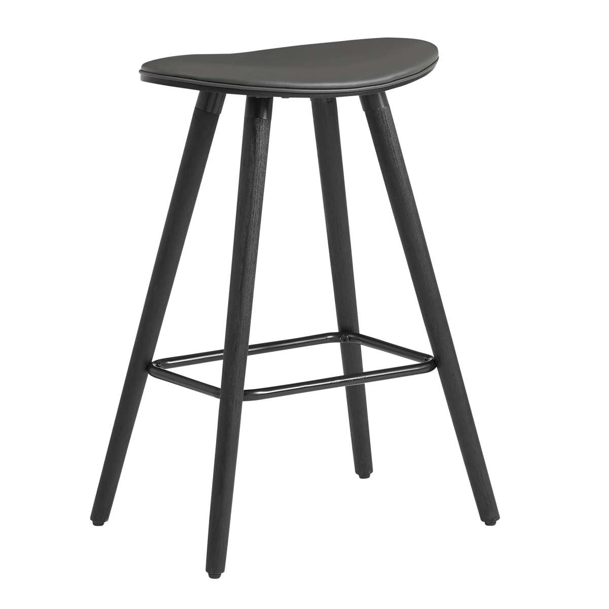 Piper 26" Counter Height Backless Bar Stool in Gray Faux Leather and Black Wood By Armen Living | Bar Stools | Modishstore - 2