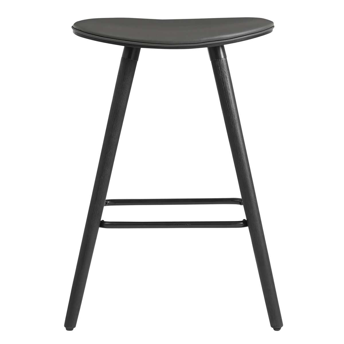 Piper 26" Counter Height Backless Bar Stool in Gray Faux Leather and Black Wood By Armen Living | Bar Stools | Modishstore - 3