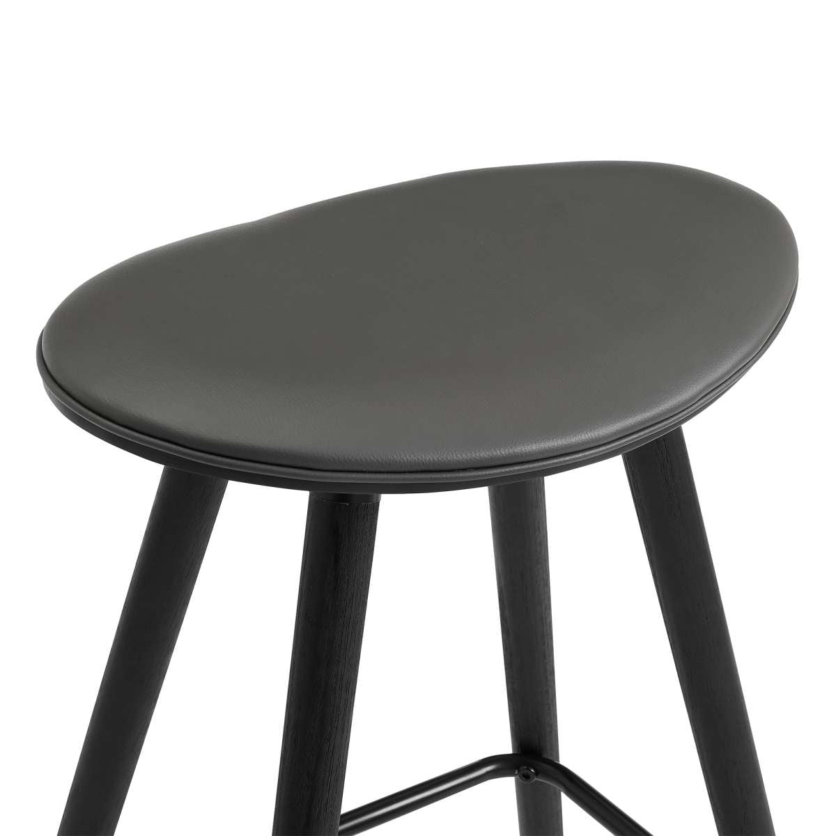 Piper 26" Counter Height Backless Bar Stool in Gray Faux Leather and Black Wood By Armen Living | Bar Stools | Modishstore - 4
